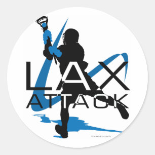 Lacrosse Boys LAX Attack Blue Classic Round Sticker