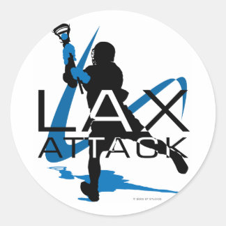 Lacrosse Boys LAX Attack Blue Classic Round Sticker