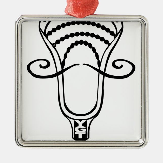 Lacrosse BroStache Metal Tree Decoration (Front)