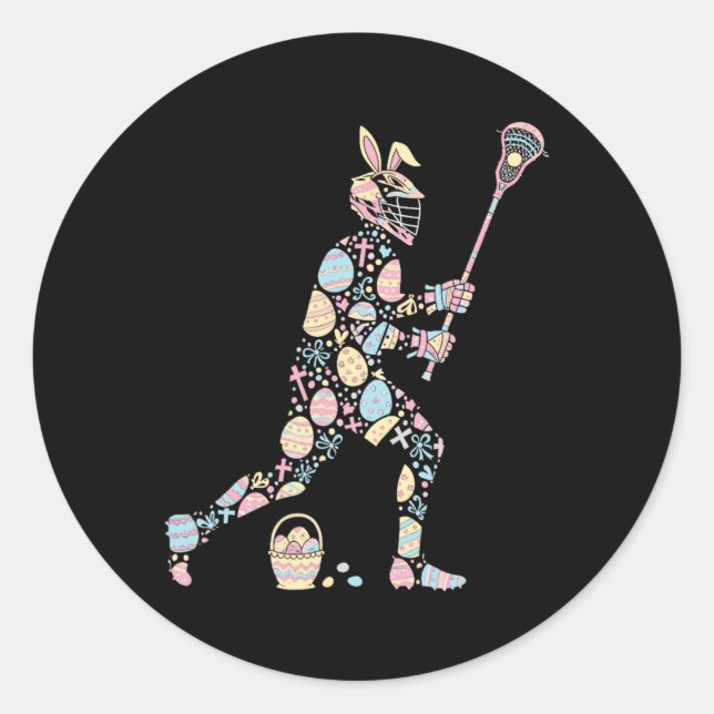 Lacrosse Bunny Easter Egg Easter Day Player Womens Classic Round Sticker (Front)