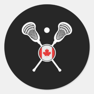 Lacrosse Canadian Flag Lax Helmet Sticks Canada La Classic Round Sticker