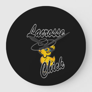 Lacrosse Chick #4 Large Clock
