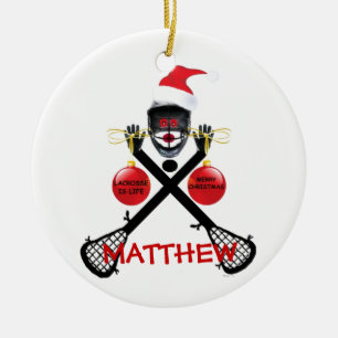 Lacrosse Christmas Cartoon Ceramic Tree Decoration