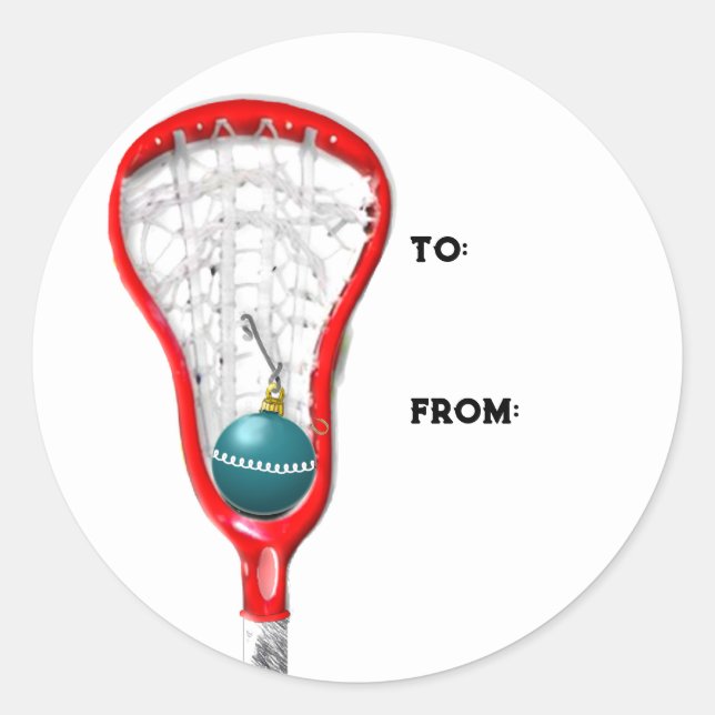 Lacrosse Christmas Classic Round Sticker (Front)