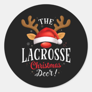 Lacrosse Christmas Deer Pjs Xmas Family Matching Classic Round Sticker