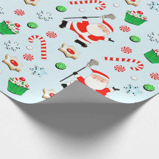 Lacrosse Christmas Holiday Gift Wrapping Paper (Corner)