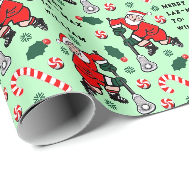 Lacrosse Christmas Holiday Gift Wrapping Paper (Roll Corner)
