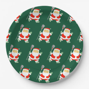 Lacrosse Christmas Holiday Paper Plate