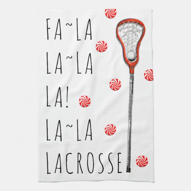 Lacrosse Christmas Holiday Tea Towel (Vertical)