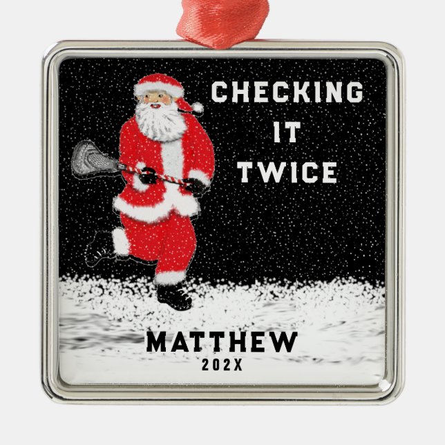 Lacrosse Christmas Metal Tree Decoration (Front)