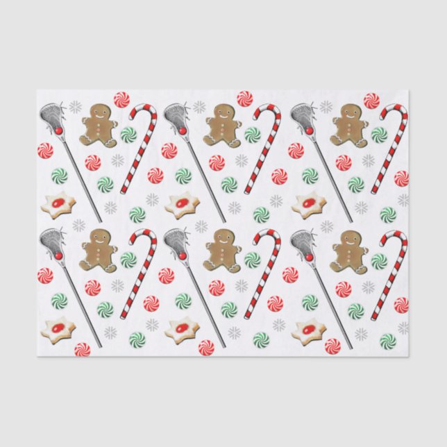 Lacrosse Christmas Pattern Tissue Paper (Front)