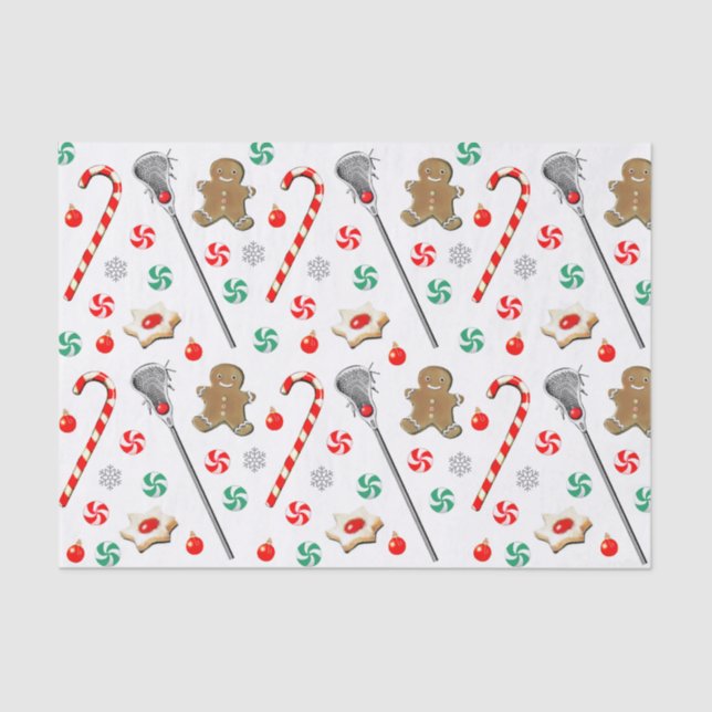 Lacrosse Christmas Pattern Tissue Paper (Front)