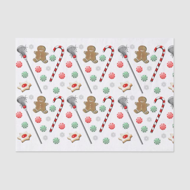 Lacrosse Christmas Pattern Tissue Paper (Front)