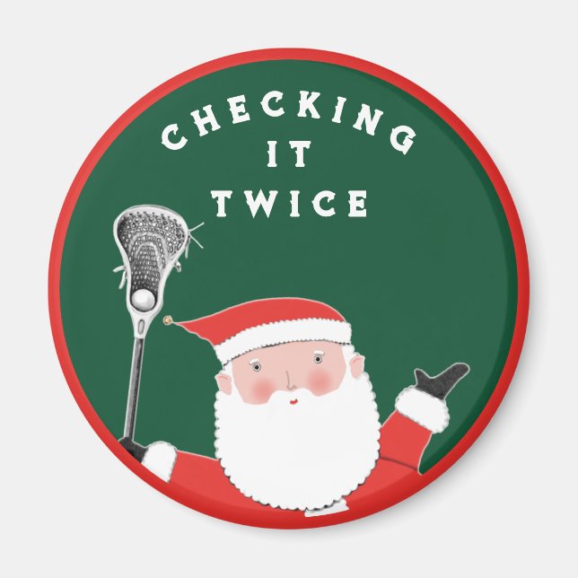 Lacrosse Christmas Stocking Stuffer Magnet (Front)
