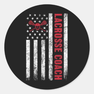 Lacrosse Coach American Flag Lax Lover Lacrosse St Classic Round Sticker