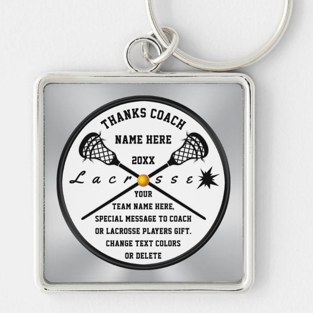 Lacrosse Coach Gifts, Personalised Lacrosse  Key Ring (Front)