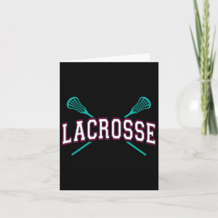 Lacrosse Crossed Sticks Lax Girly Teal Pink Head G Card