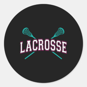 Lacrosse Crossed Sticks Lax Girly Teal Pink Head G Classic Round Sticker
