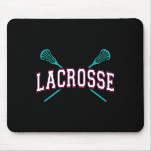 Lacrosse Crossed Sticks Lax Girly Teal Pink Head G Mouse Mat