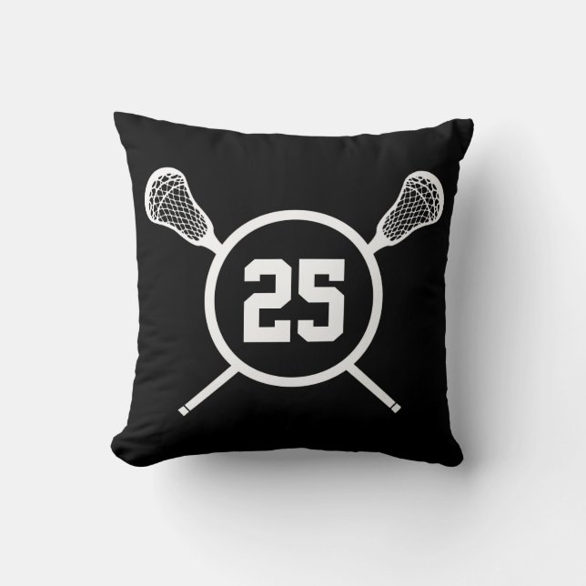 Lacrosse custom number pillow - black /white (Front)