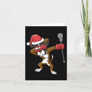 Lacrosse Dabbing Boxer Dog Lax Christmas Sports  Card