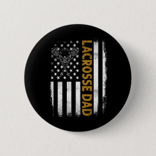 Lacrosse Dad American Flag 4th Of July Fathers Day 6 Cm Round Badge