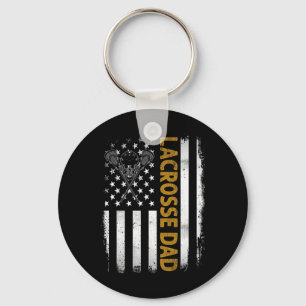 Lacrosse Dad American Flag 4th Of July Fathers Day Key Ring
