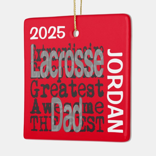 Lacrosse Dad Extraordinaire CUSTOM Ceramic Ornament (Left)