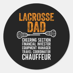 Lacrosse Dad Player Cheering Section Funny Father' Classic Round Sticker