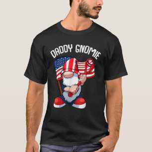 Lacrosse Daddy Gnome 4th Of July American Flag Mem T-Shirt