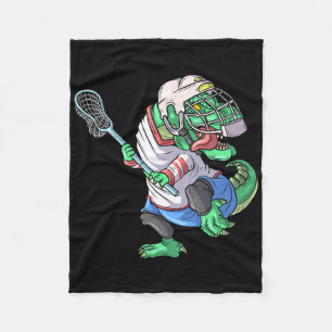 Lacrosse Dinosaur T Rex With Lacrosse Stick Funny Fleece Blanket