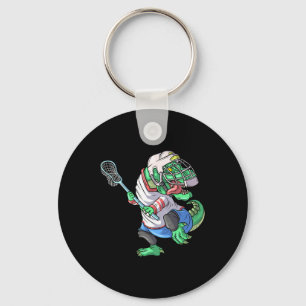 Lacrosse Dinosaur T Rex With Lacrosse Stick Funny  Key Ring
