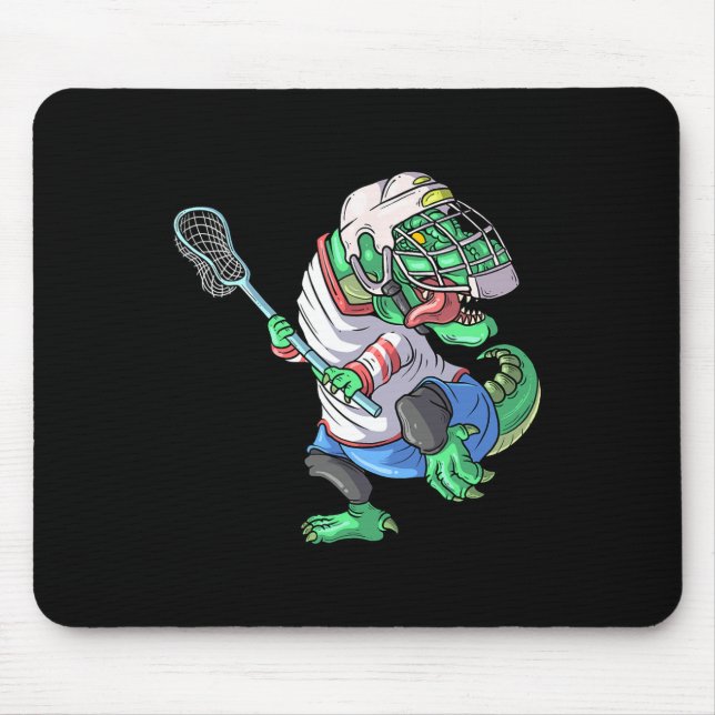 Lacrosse Dinosaur T Rex With Lacrosse Stick Funny  Mouse Mat (Front)