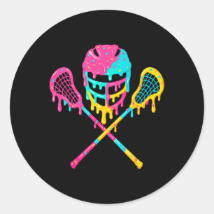 Lacrosse Drip Lax Helmet Ice Cream Sticks Classic Round Sticker