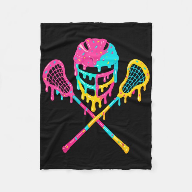 Lacrosse Drip Lax Helmet Ice Cream Sticks  Fleece Blanket (Front)