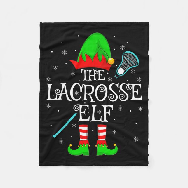 Lacrosse Elf Christmas Family Elf Squad Srts Playe Fleece Blanket (Front)
