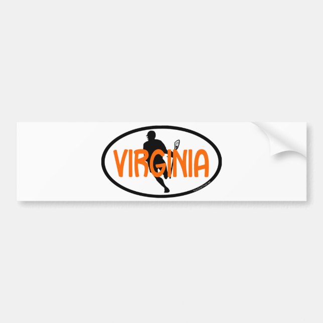 Lacrosse Flag IRock Virginia Oval Bumper Sticker (Front)