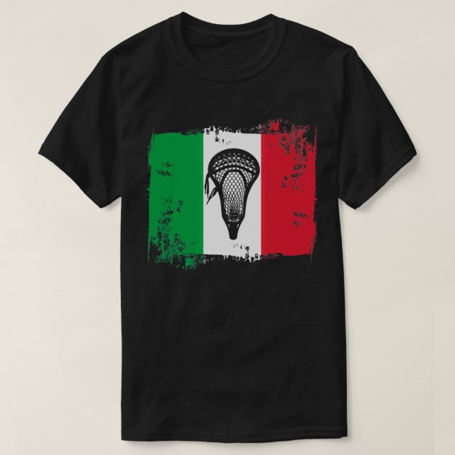 Lacrosse Flag with Stickhead Italy Classic TShirt (Design Front)