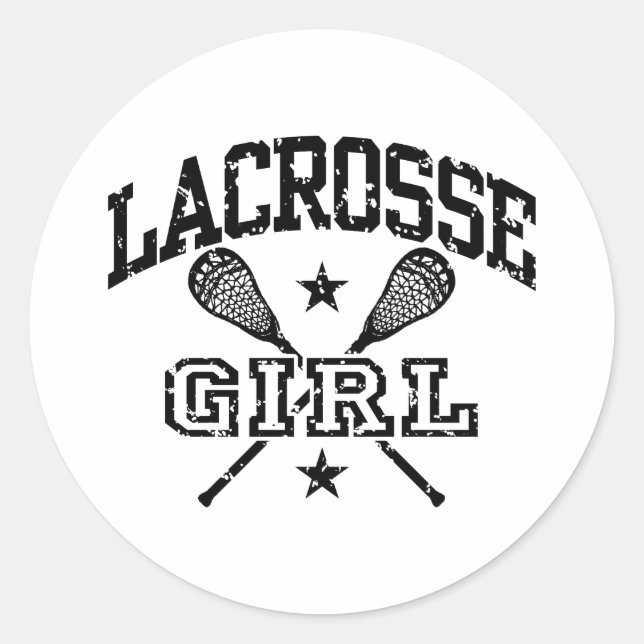 Lacrosse Girl Classic Round Sticker (Front)