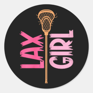 Lacrosse Girl Stick Lax Girl Player Goalie Women Classic Round Sticker