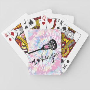 Lacrosse Girl Women Personalised Name Pink Playing Cards