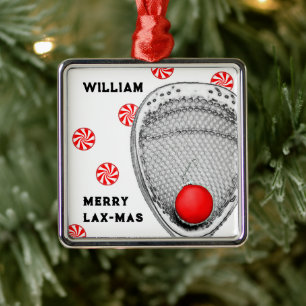 Lacrosse Goalie Christmas Metal Tree Decoration