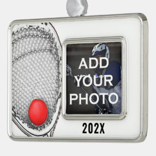 Lacrosse Goalie Collectable Silver Plated Framed Ornament