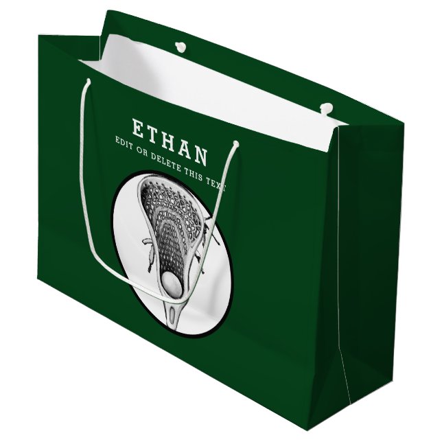 Lacrosse Green Large Gift Bag (Front Angled)