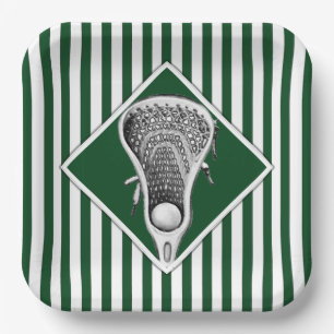 Lacrosse Green Team Party Paper Plates