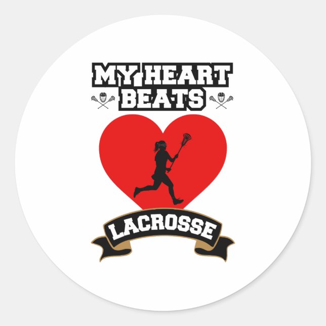 Lacrosse Heart Female Player Sport Passion Love Classic Round Sticker (Front)