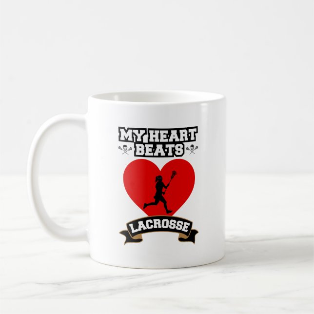 Lacrosse Heart Female Player Sport Passion Love Coffee Mug (Left)