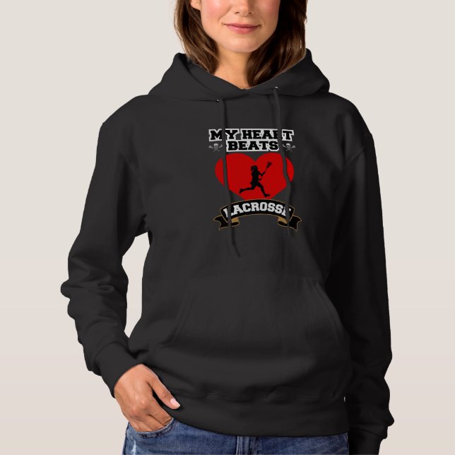 Lacrosse Heart Female Player Sport Passion Love Hoodie (Front)
