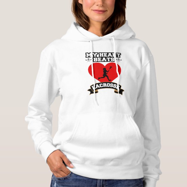 Lacrosse Heart Female Player Sport Passion Love Hoodie (Front)