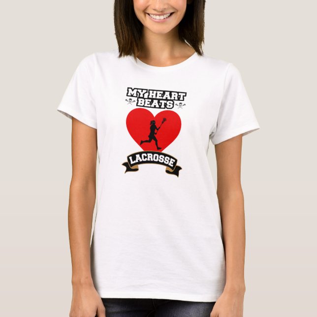 Lacrosse Heart Female Player Sport Passion Love T-Shirt (Front)